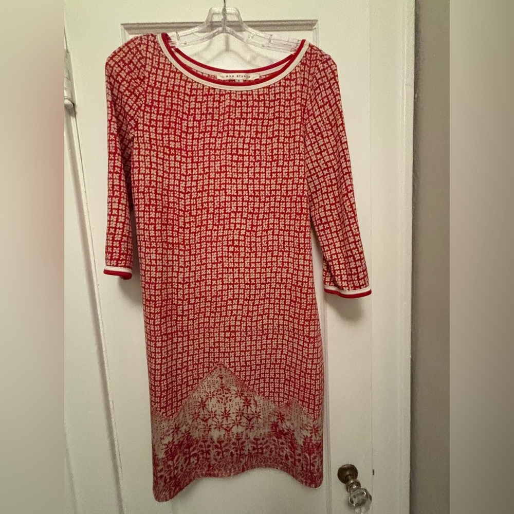 Max Studio Red and White Patterned Dress, size small